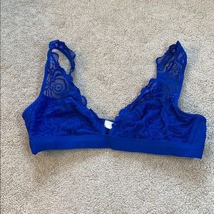 Blue lace plunge bralette PINK size M